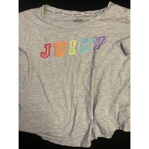 Juicy Couture Women Top XL Gray Shirt Logo Graphic Crew Neck Short Sleeve Tee